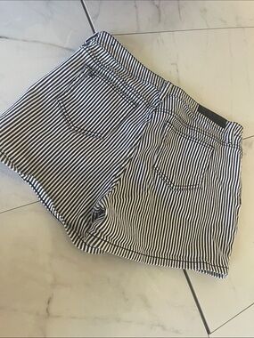 Blackheart Black & White Vertical Stripe High-Rise Shorts